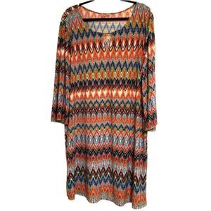 3x Lacera chevron multi color long sleeves dress size 3x. nwt.